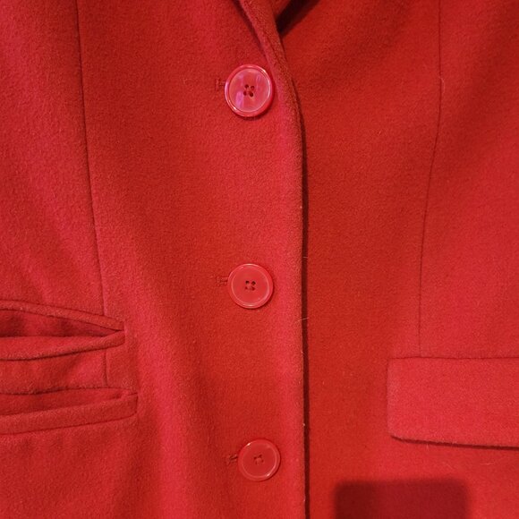Pre-owned Merona Red Single-Breasted Wool Blend A-Line Coat - Picture 4 of 7